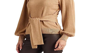 Suéter Ralph Lauren Feminino de Algodão com Cinto Marrom Tamanho Grande