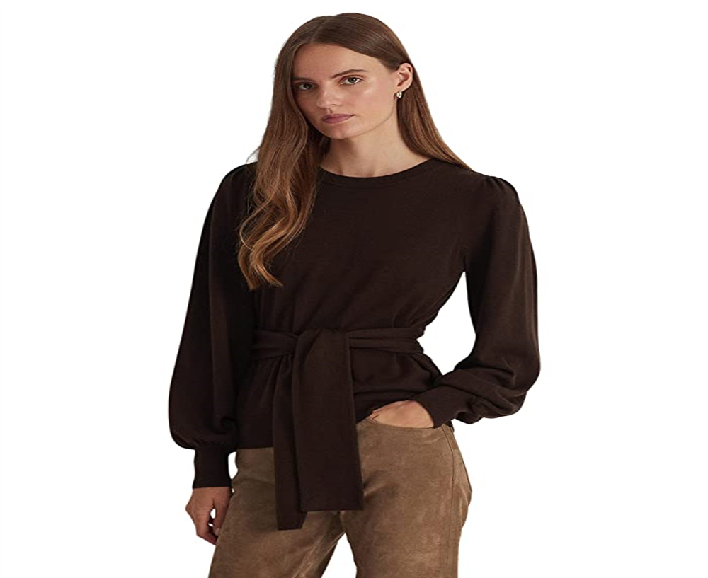 Suéter Ralph Lauren Feminino de Algodão com Cinto Marrom Tamanho X-G