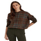 Suéter com capuz Ralph Lauren feminino xadrez de lã merino, tamanhos variados, médio