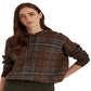 Suéter com capuz Ralph Lauren feminino xadrez de lã merino, tamanhos variados, médio