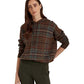 Suéter com capuz Ralph Lauren feminino xadrez de lã merino, tamanhos variados, pequeno