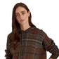 Suéter com capuz Ralph Lauren feminino xadrez de lã merino, tamanhos variados, pequeno