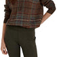 Suéter com capuz Ralph Lauren feminino xadrez de lã merino, tamanhos variados, pequeno