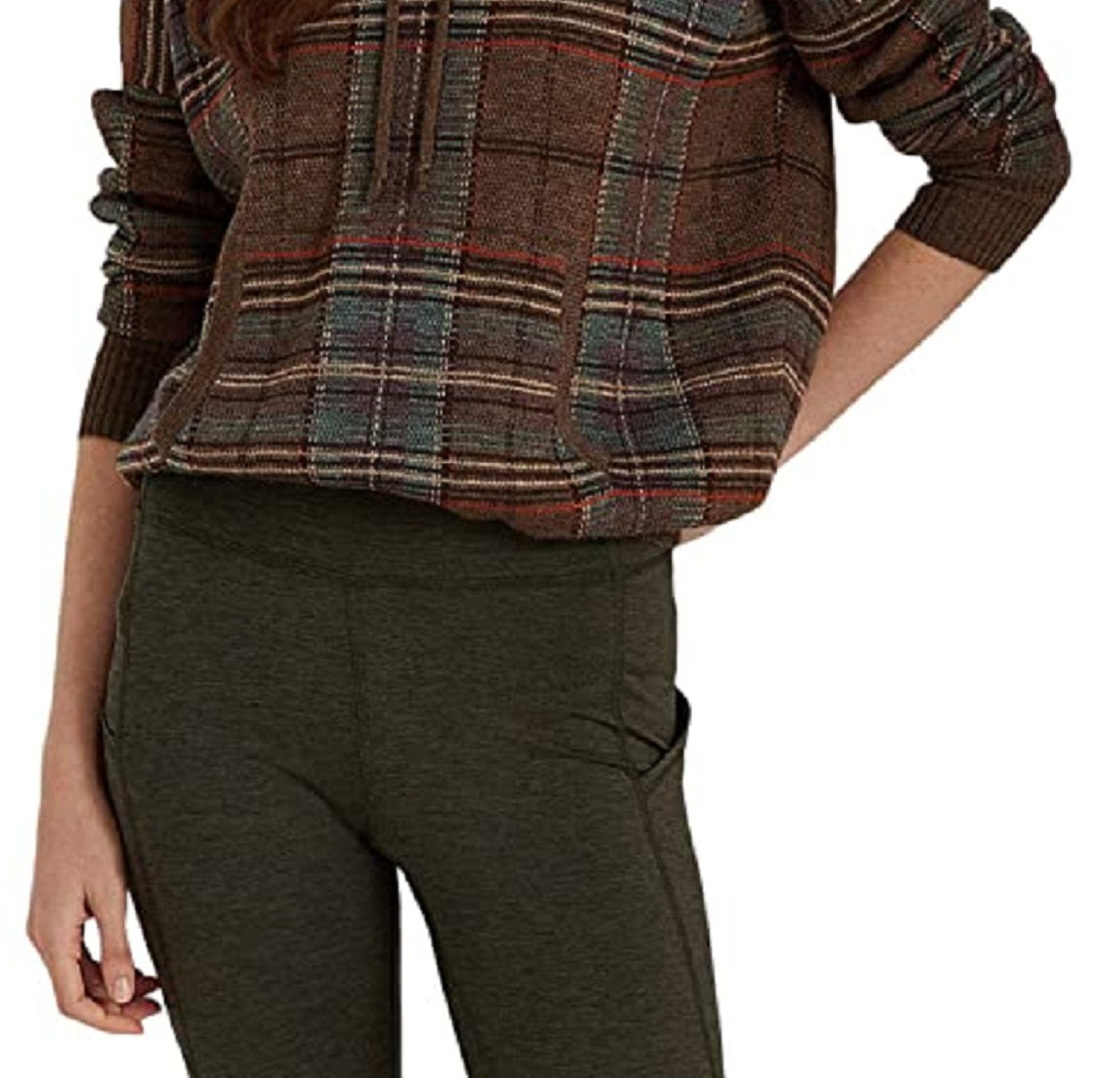 Suéter com capuz Ralph Lauren feminino xadrez de lã merino, tamanhos variados, pequeno