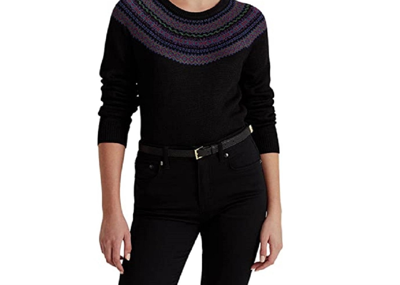 Suéter Ralph Lauren Fair Isle Cotton Blend Feminino Preto Tamanho P