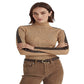 Suéter Ralph Lauren Feminino Gola Alta com Acabamento em Couro Sintético Marrom Tamanho Grande