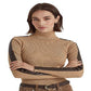 Suéter Ralph Lauren Feminino Gola Alta com Acabamento em Couro Sintético Marrom Tamanho Grande