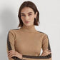 Suéter Ralph Lauren Feminino Gola Alta com Acabamento em Couro Sintético Marrom Tamanho Médio