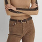 Suéter Ralph Lauren Feminino Gola Alta com Acabamento em Couro Sintético Marrom Tamanho Médio