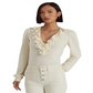 Suéter Ralph Lauren Feminino com Babados e Manga Longa, Branco, Tamanho XG