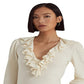 Suéter Ralph Lauren Feminino com Babados e Manga Longa, Branco, Tamanho XG