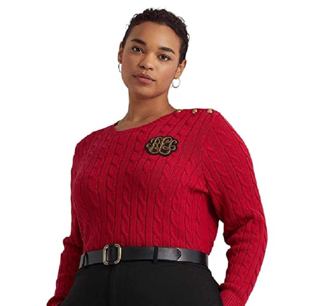 Suéter Ralph Lauren Feminino de Tricô com Acabamento em Botões Vermelho