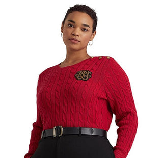 Suéter Ralph Lauren Feminino de Tricô com Acabamento em Botões Vermelho