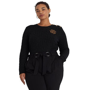 Suéter Ralph Lauren Feminino Tricô com Acabamento em Botões Preto Tamanho 3X