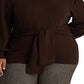 Suéter Ralph Lauren Feminino de Algodão com Cinto Marrom Tamanho 3X