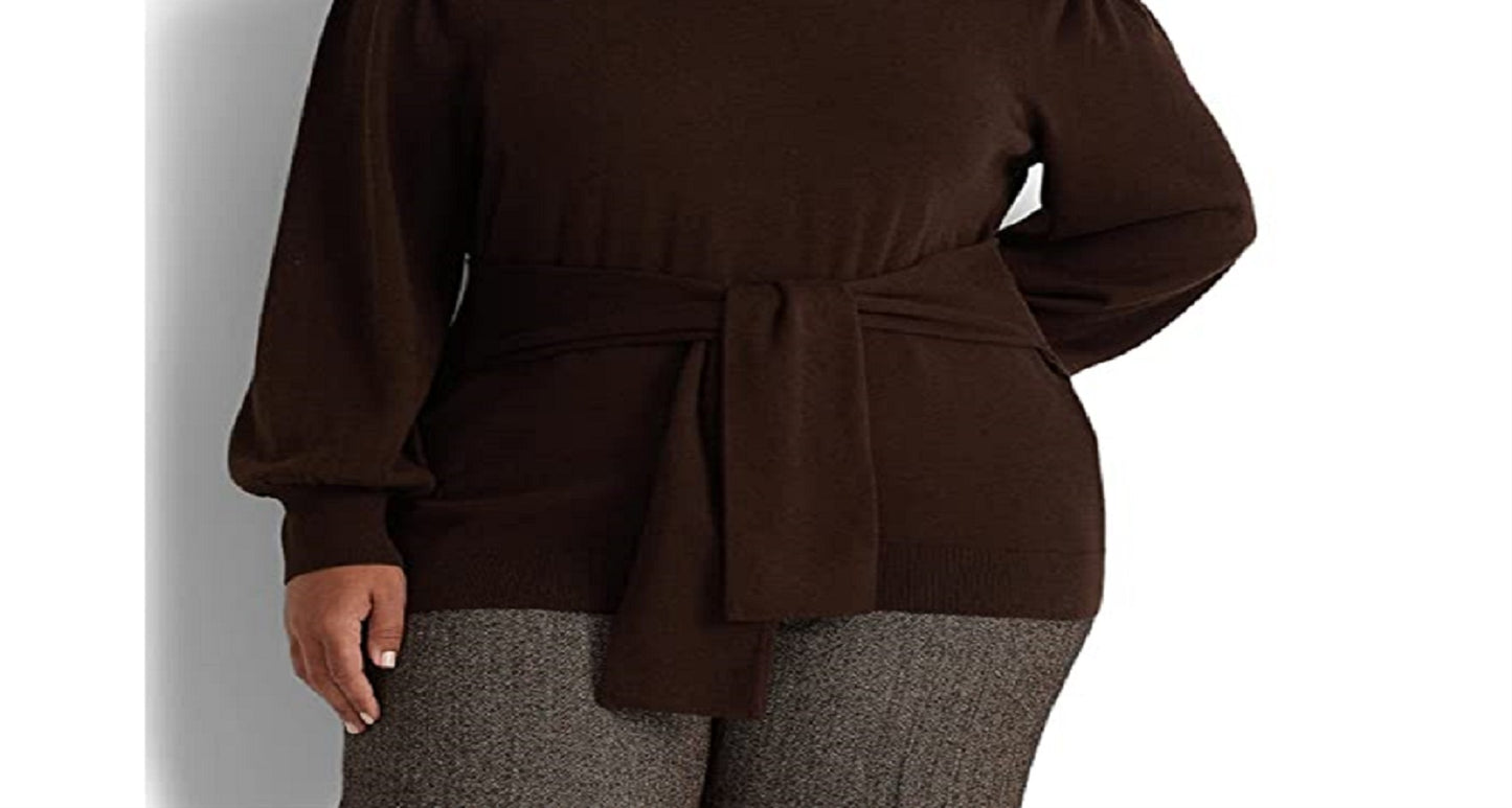 Suéter Ralph Lauren Feminino de Algodão com Cinto Marrom Tamanho 3X