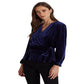 Ralph Lauren Blusa Feminina Peplum com Cinto e Veludo Azul Tamanho P