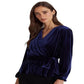 Ralph Lauren Blusa Feminina Peplum com Cinto e Veludo Azul Tamanho P