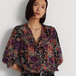 Blusa Ralph Lauren Feminina Floral Crepe Preta Tamanho X-G