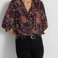 Blusa Ralph Lauren Feminina Floral Crepe Preta Tamanho X-G