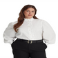 Camisa Ralph Lauren Feminina de Algodão com Babados e Tecido Broadcloth, Branca, Tamanho 3X