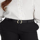 Camisa Ralph Lauren Feminina de Algodão com Babados e Tecido Broadcloth, Branca, Tamanho 3X