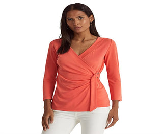 Blusa Ralph Lauren Feminina Stretch Jersey Surplice Laranja Tamanho Médio