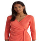 Blusa Ralph Lauren Feminina Stretch Jersey Surplice Laranja Tamanho Médio