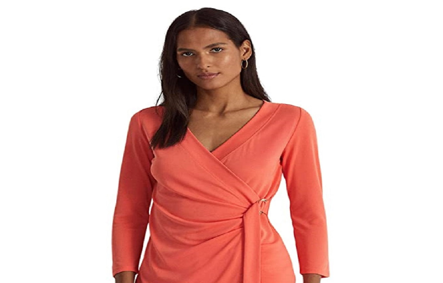 Blusa Ralph Lauren Feminina Stretch Jersey Surplice Laranja Tamanho Médio