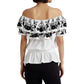 Blusa Ralph Lauren Feminina Bordada Ombro a Ombro Branca