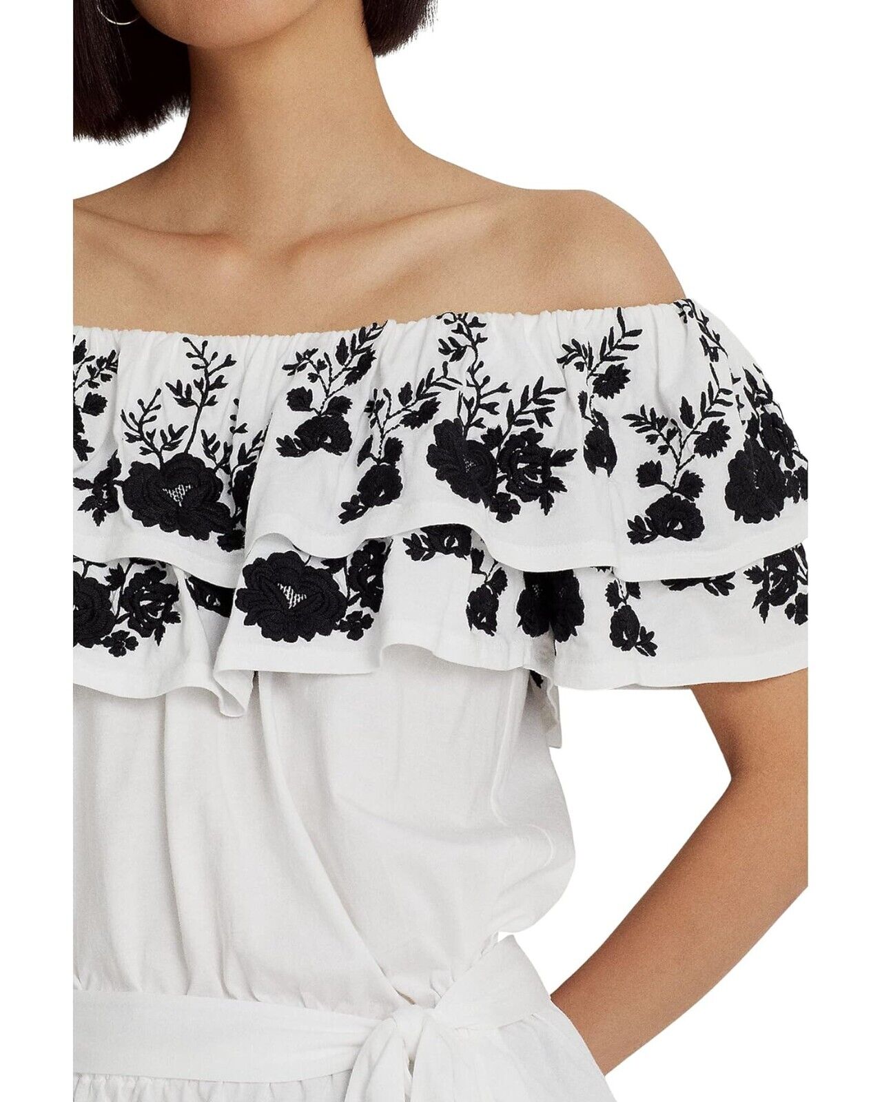 Blusa Ralph Lauren Feminina Bordada Ombro a Ombro Branca