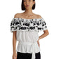 Blusa Ralph Lauren Feminina Bordada Ombro a Ombro Branca