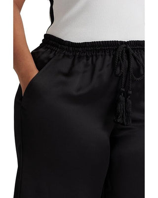 Calça casual feminina Ralph Lauren Charmeuse de perna larga, preta, tamanho 1X