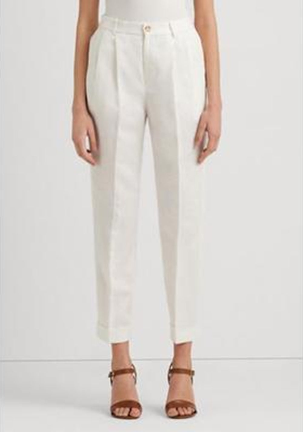 Calça Ralph Lauren Feminina Sarja de Linho Misto Branca
