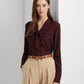 Camisa Ralph Lauren Feminina Crepe Amarração Gola Vermelha Tamanho Médio