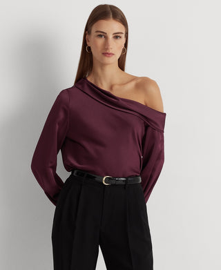 Blusa Ralph Lauren Feminina Cetim Um Ombro Vermelha Tamanho P