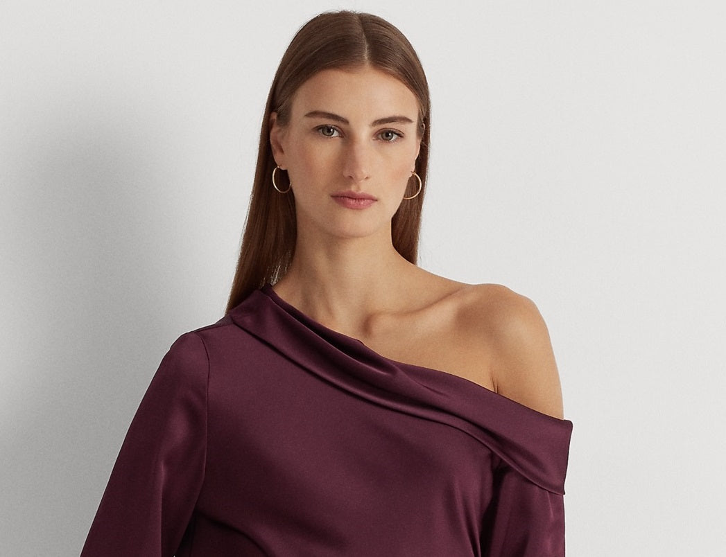 Blusa Ralph Lauren Feminina Cetim Um Ombro Vermelha Tamanho P
