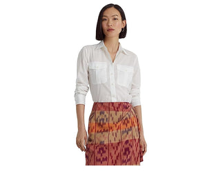 Camisa Ralph Lauren Feminina de Algodão e Voile Branca Tamanho X-G