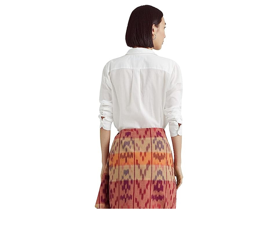 Camisa Ralph Lauren Feminina de Algodão e Voile Branca Tamanho X-G