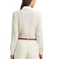 Blusa plissada feminina Ralph Lauren Georgette, branca, tamanho X-G