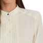 Blusa plissada feminina Ralph Lauren Georgette, branca, tamanho X-G
