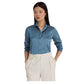 Camisa Ralph Lauren Charmeuse de cetim feminina, azul, tamanho pequeno