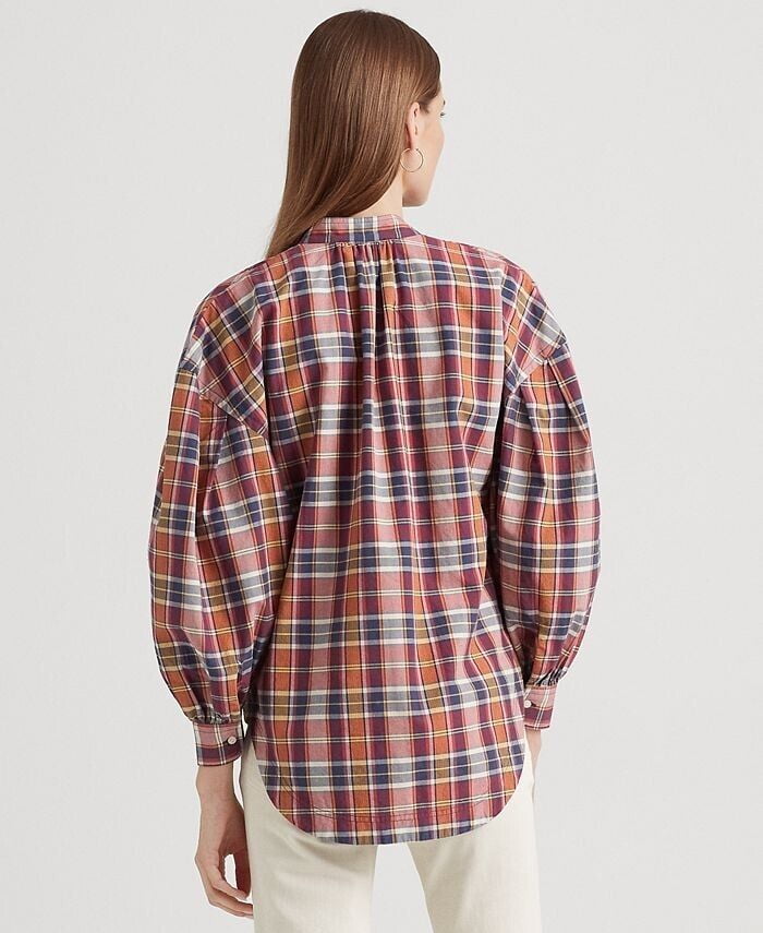 Blusa Ralph Lauren Feminina de Algodão Misto com Gola Amarrada Vermelha