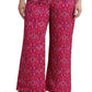 Calça Ralph Lauren Feminina Geo Print Cetim Shantung Perna Larga Rosa