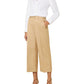 Calça feminina Ralph Lauren de sarja plissada com perna larga marrom