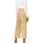 Calça feminina Ralph Lauren de sarja plissada com perna larga marrom