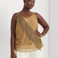 Blusa Ralph Lauren Feminina Sem Mangas com Tule e Contas Marrom Tamanho 1X