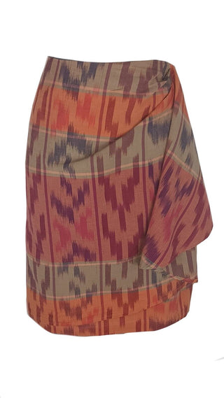 Saia envelope Ralph Lauren feminina com motivo geométrico de algodão e linho, vermelha