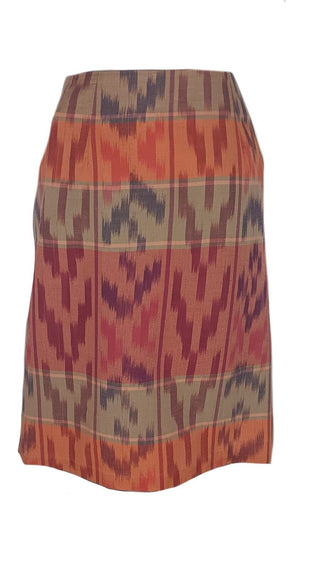 Saia envelope Ralph Lauren feminina com motivo geométrico de algodão e linho, vermelha