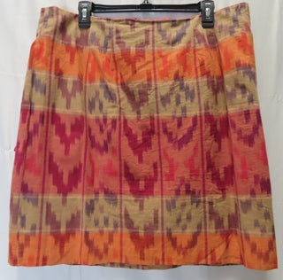 Saia envelope Ralph Lauren feminina com motivo geométrico de algodão e linho, vermelha